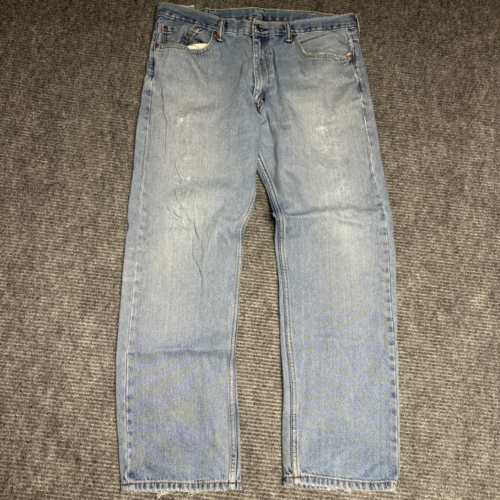 Levi's 505 Regular Fit Straight Leg‎ Jeans Mens W38 L32 Light Wash Denim